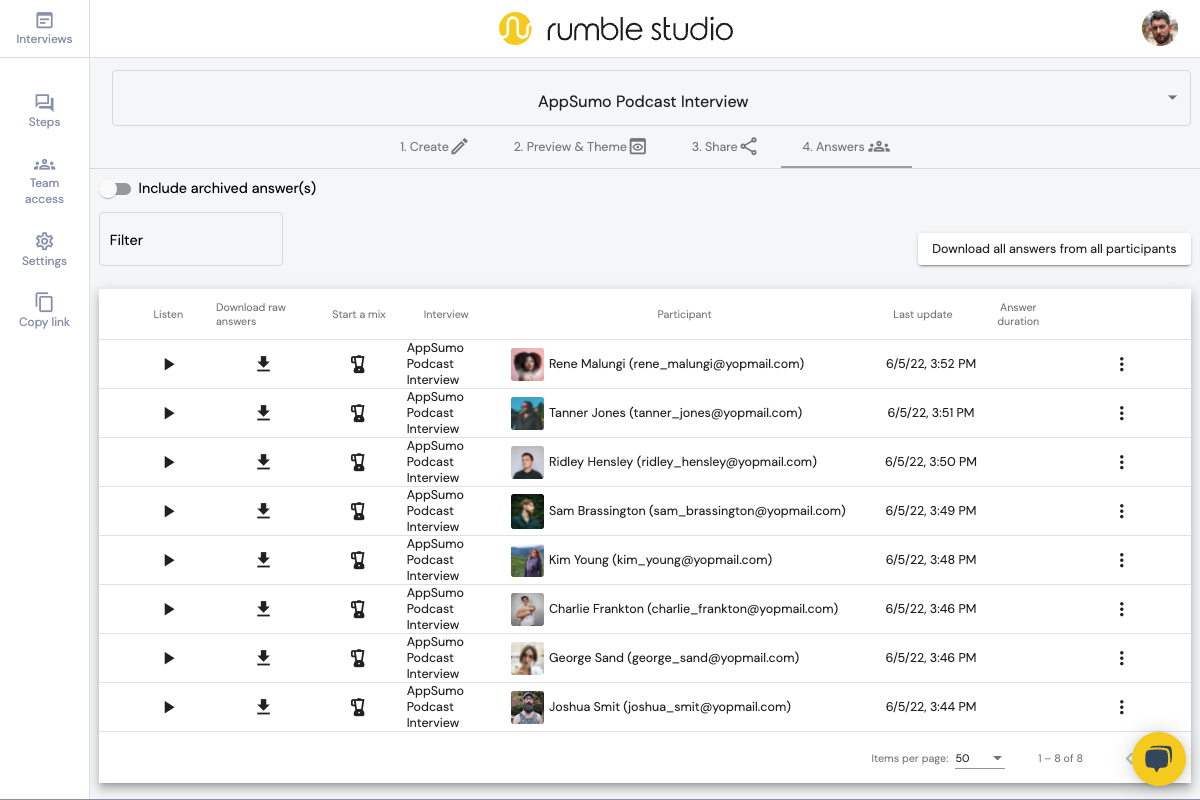 screenshot of Rumble Studio